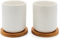 Bredemeijer theemokken Umea wit met bamboe onderzetters 200ml set 2