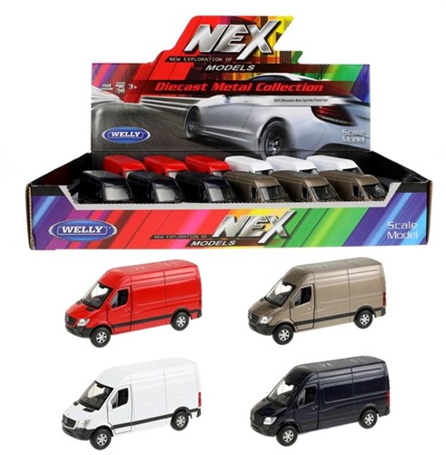 Mercedes-Benz Sprinter bus speelgoed modelauto blauw die-cast 1:34