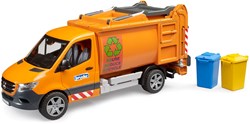 Bruder Mercedes Sprinter vuilniswagen speelgoed met 2 containers - stadsleven