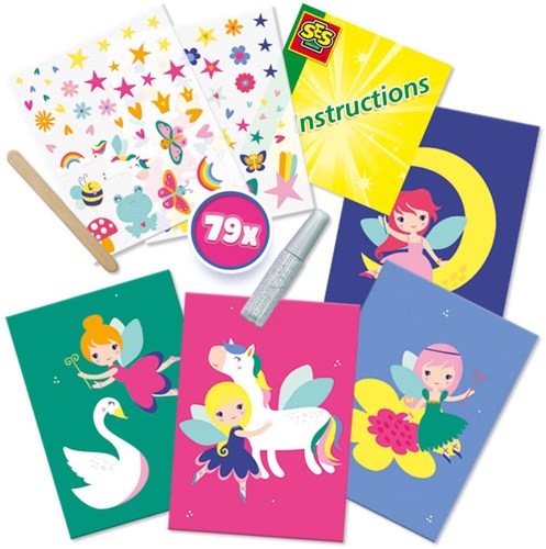 Ses knutselset rub on transfers kaarten met glitterlijm voor kinderen-2