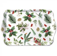 Ambiente dienblad melamine winter greenery 13x21cm wit decoratief