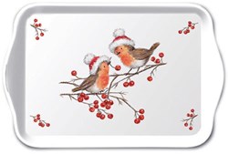 Ambiente dienblad kerst robins 13x21cm decoratief kerstaccessoire