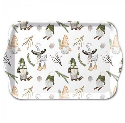 Ambiente dienblad bos kabouters 13x21cm decoratief speelgoed
