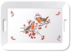 Ambiente dienblad kerst robins 33x47cm - decoratief kerst dienblad