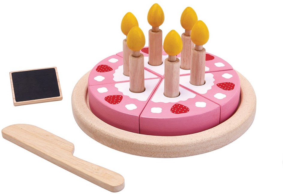 output Menda City Maak avondeten Plan Toys houten keuken accessoires verjaardagstaart