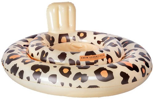 Swim Essentials baby float zwemband beige panterprint 0-1 jaar veilig waterplezier-2