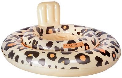 Swim Essentials baby float zwemband beige panterprint 0-1 jaar veilig waterplezier-3
