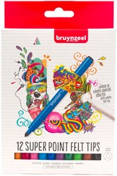 Bruynzeel viltstiften Super Point set - 12 kleuren kindertekenen