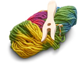 Filges breivork speelgoed met breiwol - blauw, groen - creatief knutselen