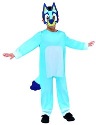 Bluey kinder kostuum jumpsuit verkleedpak met masker en staart 3-4 jaar