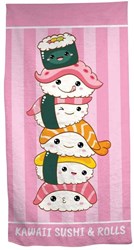 Lobbes strandlaken sushi roze 70x140 cm sneldrogend polyester