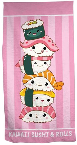 Lobbes strandlaken sushi roze 70x140 cm sneldrogend polyester