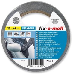 Fix-o-moll power band grijs 25 meter x 48 mm sterke klustape