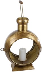 Lantaarn antiek goud glas metaal decoratie Berend 33x23x46cm sfeer