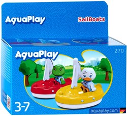 Aquaplay zeilboten speelgoed - 2 stuks met figuren voor bad en waterbaan