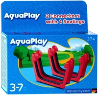 Aquaplay verbindingsstuk waterbaan met rubberen afsluitingen - 2 stuks