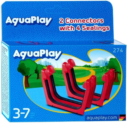 Aquaplay verbindingsstuk waterbaan met rubberen afsluitingen - 2 stuks