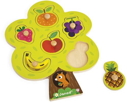 Janod houten knoppuzzel Lekkere Boom - 6 stukjes