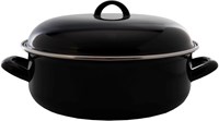 Braadpan emaille zwart - klassieke pan 24 cm voor suddervlees