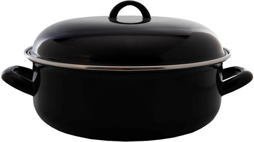 Braadpan emaille zwart - klassieke pan 24 cm voor suddervlees