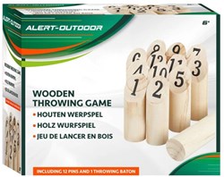 Alert houten werpspel outdoor met opbergnet - buitenspeelgoed spel