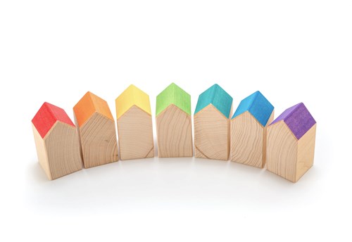 Ocamora houten speelgoed huizen educatief spel multicolor-3