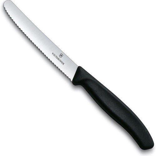 Victorinox Tomatenmes keukenmes gekarteld zwart 6 stuks roestvrij staal
