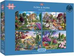 Gibsons puzzel Flora & Fauna - 4 x 500 stukjes legpuzzel dieren
