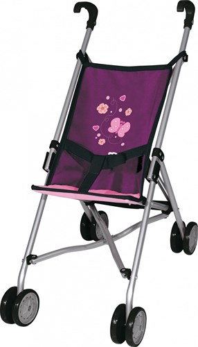 Bayer Chic 2000 poppenbuggy paars met vlinder en gordel - speelgoed-2