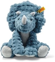Steiff knuffel Soft Cuddly Friends triceratops Dixi, petroleumblauw