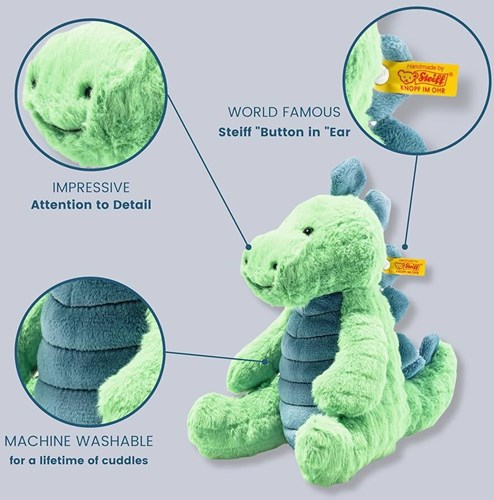 Steiff knuffel Soft Cuddly Friends stegosaurus Spott, groen/petroleum blauw-3