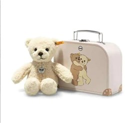 Steiff teddybeer Mila pluche knuffel in koffer beige 21 cm cadeau
