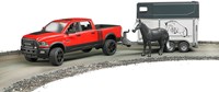 Bruder Dodge RAM speelgoedauto met paardentrailer - 1:16 schaal-3