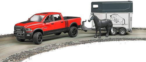 Bruder Dodge RAM speelgoedauto met paardentrailer - 1:16 schaal-3