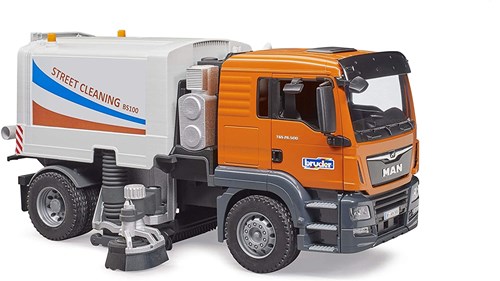 Bruder MAN TGS speelgoed stratenreiniger vrachtwagen oranje