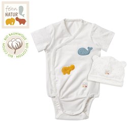 Fehn baby body en beanie set biologisch katoen 62/68 unisex