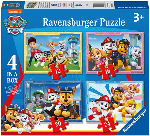 Ravensburger PAW Patrol puzzel kinderpuzzel 4-in-1 karton 12-16-20-24 stukjes