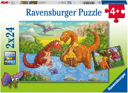 Ravensburger legpuzzel spelende dino's - 2x24 stukjes kinderpuzzel