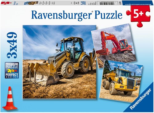 Ravensburger bouwmachines puzzel - 3x49 stukjes - kinderpuzzel