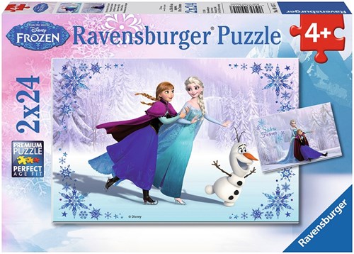 Ravensburger Disney Frozen puzzel - kinderpuzzel 2x24 stukjes - zussen voor altijd