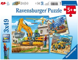 Ravensburger bouwvoertuigen puzzel - kinderpuzzel 3x49 stukjes karton