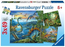 Ravensburger Dinosauriërs puzzel - 3x49 stukjes - kinderpuzzel