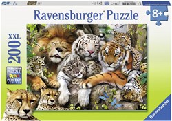 Ravensburger dieren puzzel XXL 200 stukjes - Schmusende Raubkatzen