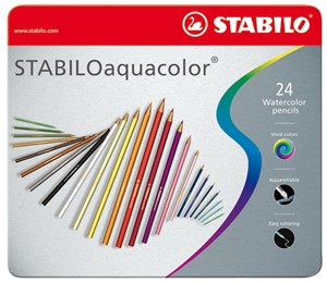 STABILO aquacolor - premium aquarel kleurpotlood - metalen etui met 24 kleuren
