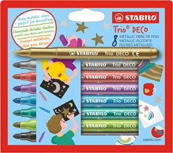 STABILO metallic viltstiften etui 8 kleuren - extra dikke punt