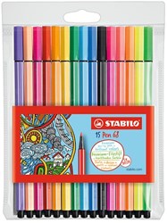 Stabilo premium viltstift etui met 15 kleuren Pen 68