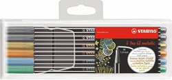 STABILO metallic viltstiften etui 6 stuks - Pen 68 voor creatief tekenen