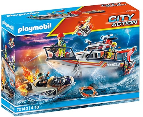 Playmobil Redding op zee: brandbestrijdingsmissie met reddingscruiser 70140