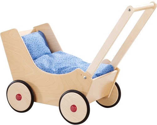 Haba poppenwagen hout - naturel verstelbare duwstang duurzaam