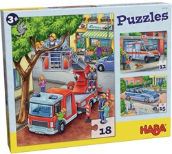 Haba puzzel speelgoed - politie, brandweer en hulpverlening - educatief